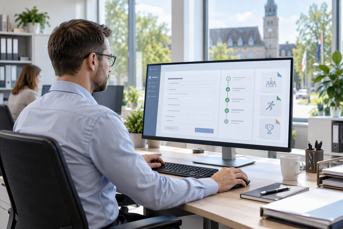Mitarbeiter einer Behörde nutzen das VerAProNext Portal