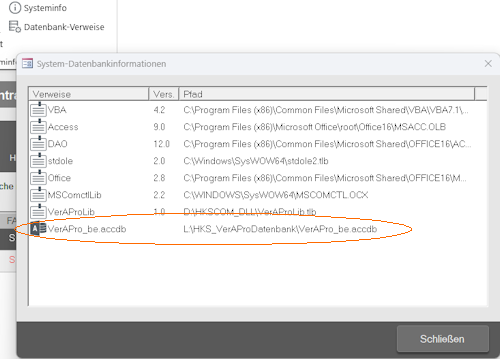 Datenbankverweis in VerAPro4